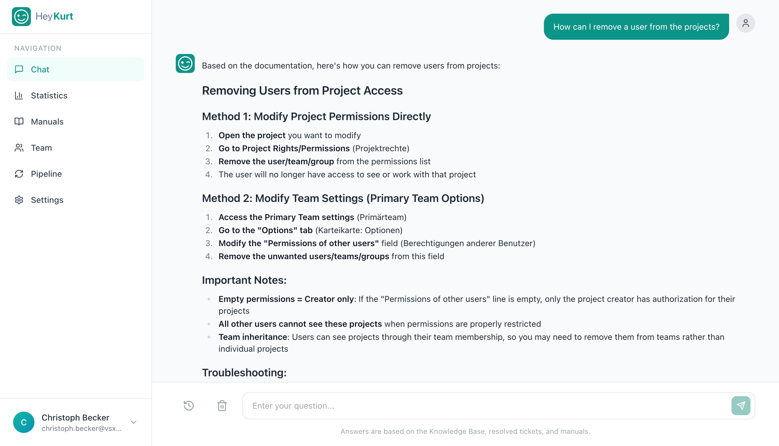 HeyKurt Chat Interface